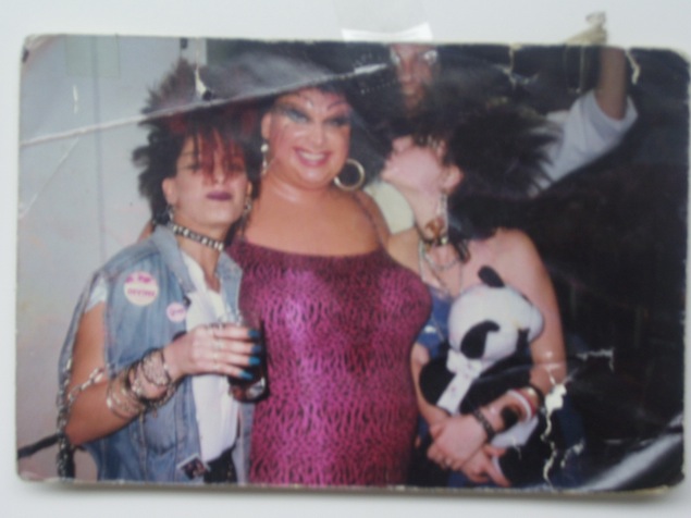 Drag legend Divine at Nuts & Bolts, March 1987. With Nuts & Bolts regulars Lynette and Sherri.